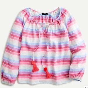 J. Crew Peasant top in metallic pastel stripe